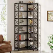 Tribesigns 7-Tier Corner Bookcase, Industrial Large Corner Bookshelf, 7-Shelf Tall Corner Shelf Storage Display Rack