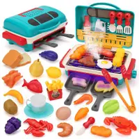 在飛比找ETMall東森購物網優惠-CUTE STONE 兒童仿真烤肉噴霧聲光變色套裝玩具37件