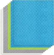 Loimon 10 Pack Reusable Dish Cloths - Super Absorbent Cellulose Fiber Sponge Cloths, Contain (White,Grey,Green,Blue)