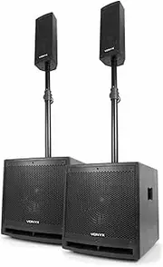 PA Speaker System Amp 2X 10 Sub Woofer 2X Loud Speaker 1000W Bluetooth USB SD MIC LINE RCA