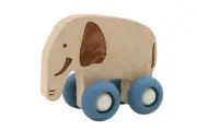 Kaper Kidz Wooden Elephant with Silicone Wheels - Durable Animal Push Toy