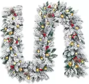 Christmas Garland with Lights,Prelit Xmas Garlands with Timer, 9Ft Lighted Xmas