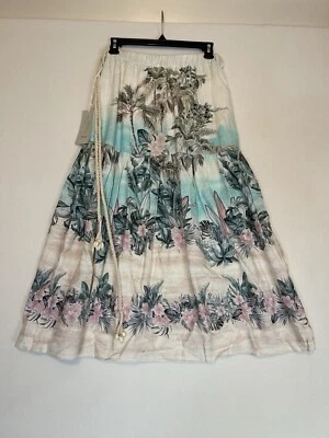 JOIE Pull-on Skirt Maxi NWT Sz S Tropical Floral Linen Blend Lined GORGEOUS!