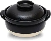 DONABE Clay Rice Cooker Pot Casserole Japanese Style made in Japan for 1 to 2 cups with Double Lids, Microwave Safe