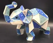 ~VI N VI~High Quality Origami Elephant Trinket Box Decorated w/Austrian Crystals