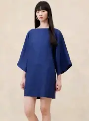 NWT Banana Republic Ella Linen Mini Shift Dress Sz 18 $160 Starry Sky Navy Blue