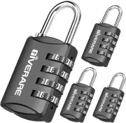 GIVERARE 4 Pack Combination Lock, 4-Digit Padlock Keyless, Resettable Black