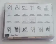 Stampin up Good Times Retired Unmounted Set 28 Rubber Wood Stamps