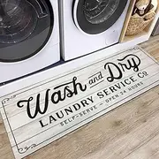 KOZYFLY Laundry Room Rug Runner 20"x48" Non-Slip Kitchen Rug Washable Mat Waterproof Mudroom Floor Carpet Runner Farmhouse Decor, Light Grey, Wash and Dry