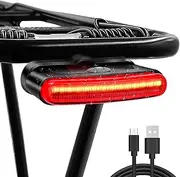150 lm Rechargeable Bike Tail Light, IPX6 Waterproof Bicycle Rear Cycling 220° Wide Visible Safety Flashlight, 5 Light Mode for Adult Kid Men Women Road Mountain Accessories for Night Ride