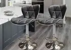 2 X New Leather Bar Stools Kitchen Chair Gas Lift Swivel Bar Stool B0040 Black