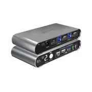 Terived 2 Port DP USB 3.0 Automatic KVM Switch Two Computers 1 DisplayPort Mo...