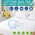 Quilted Mattress Protector Topper Underlay Cotton Cover Queen 100% Waterproof AU