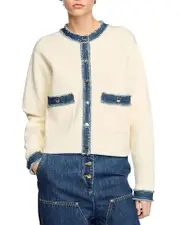 Sandro Cardigan with Denim Detail
