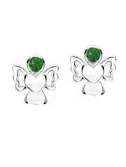 Girls Sterling Silver enamelled MAY Birthstone ANGEL Stud Earrings