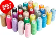 Bilieasy 30-Color Polyester Sewing Thread Set, 250 Yards Each