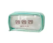 Pencil Case Cute Cartoon Waterproof Dust-proof Transparent Storage PVC Large Capacity Stationery Bag School Supplies-Green