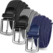 [VEASAERS] Golf Belts for Men Women 2/3 Pack Braided Elastic Fabric Stretch Canvas Woven Belt for Sports Hiking