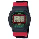 【CASIO 卡西歐】G-SHOCK 聖誕風格方框帆布錶帶電子錶-黑(DW-5600THC-1)