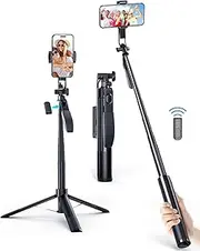 Aonjrs Phone Tripod, 67" Selfie Stick Tripod with Rechargeable Wireless Remote, Extendable Phone Tripod Stand with 1/4 Thread, Portable Travel Tripod Phone Holder for iPhone and Android