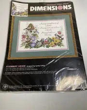 DIMENSIONS #3160 Flowery Verse Cyndy Callog Stamped Cross Stitch Kit NEW