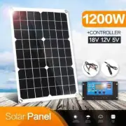 1200W Solar Panel Charger 100A Controller Dual USB 12V Battery Charging System