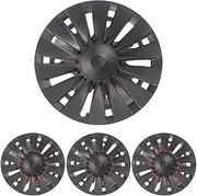 Straight-Edge Hub Cap Compatible for Tesla Model3 Highland 2024 18'' Replacement Wheel Cover Protector Matte Black Pattern(H3 Plane Style)