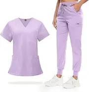 VIAOLI Scrubs for Women V-neck Scrub Set with 8 Pocket Yoga Waistband Jogger Pants - Womens Scrub Nurse Uniforms