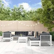 Patio Furniture Sets 10 Piece Garden Lounge Set with Cushions White Solid Wood