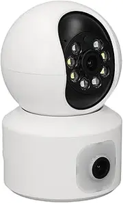 1080P Cameras for Home Security, Dual Lens Smart Security Camera, 360 Degree PTZ Rotation, Motion Detection, Dual Storage, Wireless Home WiFi Camera for House Room Monitoring