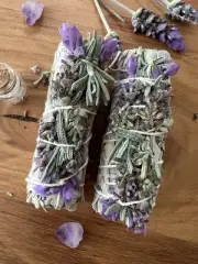 2xWhite California Sage-Lavender Cleansing Smudge aromatherapy Stick Amethyst's