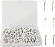 Map Tacks Small Round Head Push Pins, 1000Pcs Marking Pins for Maps, Thumb Tacks With Plastic Head, White