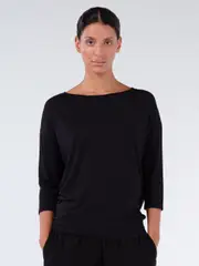 Modal Luxe Layer Tee 3/4 Sleeve - Black