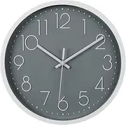 Wall Clock 12" Silent Non Ticking Quartz Decorative Battery Operated, Round Decorative Wall Clock for Living Room, Bedroom, Kitchen Home Office School