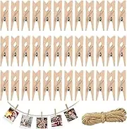 100Pcs 1.8 Inch Mini Wood Clothes Pins Wooden Natural Photo Clips,for Pictures Photo Clip for Note Memo Card Wood Peg Pins for Wall, Decoration, Postcard, Art Work Display