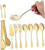 SOESFOUFU 11 Piece Stainless Steel Silverware Set Charcuterie Utensil Set Cutlery Dinner Forks Silverware Serving Utensils for Home