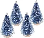 LIFKICH 4pcs Mini Xmas Tree Artificial Snow Pine Trees Tabletop Decorative Christmas Tree for Home Office Decor