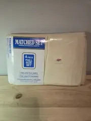 Vintage Encee Inc Matched Sheet Set Off White Irregular Percale Sheet Set
