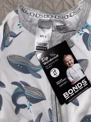 BONDS WONDERSUIT WHALES WHITE BNWT SIZE 3