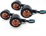 PACASK 4pcs Black Anodized Billet Aluminum Bullet Shape Motorcycle Turn Signals Light Bulb Black for Honda Yamaha Bobber Custom Chopper Cafe Cruiser
