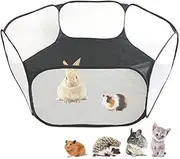 Small Animals C&C Cage Tent, Breathable & Transparent Pet Playpen Pop Open Outdoor/Indoor Exercise Fence, Portable Yard Fence for Guinea Pig, Rabbits, Hamster, Chinchillas and Hedgehogs
