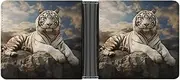 [LQPMNK] PU Leather Wallet, Majestic Tiger Resting on A Rock with Cloudy Print Wallet with Multiple Slots Elegant Wallet Business Wallet Travel Wallet Bifold Wallet, style, One size, Minimalist, Style,