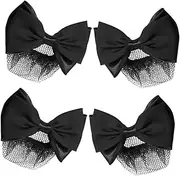 EPIGEIST Butterfly Head Flower Hair Net Bow 4pcs Bowknot Hair Bows Fine Mesh Clips for Bun Holders Party Wedding