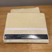 VTG Yellow Gingham Twin Flat Fitted Percale Sheets JC Penney Classic Traditions