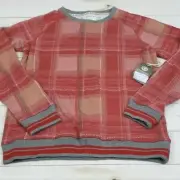 Element Sweatshirt, Pullover, Crewneck, Red Plaid Pattern, Women's Medium