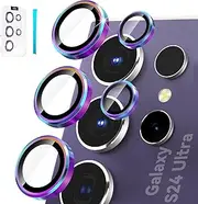for Samsung Galaxy S24 Ultra Camera Lens Protector, 9H Tempered Glass & Ultra-Thin Aluminum Alloy Individual Lens Screen Protective Cover for S24 Ultra 5G 2024, Colorful