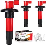 FIREMOTOO Pack of 3 Ignition Coil Pack Compatible with SeaDoo GTX RXT RXP GTI GTS GTR Wake 130 155 185 215 255 260 HP All 4-TEC Models Replaces 296000307 420664020 290664020 Red