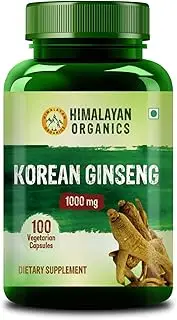 Himalayan Organics Korean Red Ginseng 1000mg for Men | Supports Brain Function, Boosts Immunity,Energy & Focus-100 Vegetarian Capsules