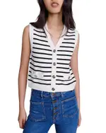 Maje Melisse Striped Sleeveless Cardigan