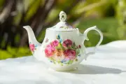 Grace Teaware Rose Butterfly Bone China Teapot
